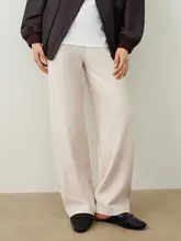 秋用コットンパンツ【グレー・スラウチストレート・ウエストゴム】