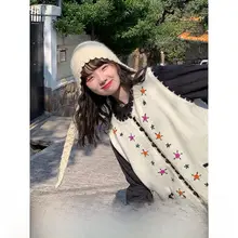 カーディガン フック花 ニットベスト レディース 春 シンプル 可愛い 小柄 外套