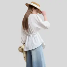 シンプルデザインのビジネスシャツ【ウエストリボン付き・通勤用】