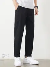 コットン製 メンズストレートパンツ【カジュアル・伸縮性・カーキ色・春秋用】（セットアップ対応）