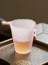 クリスタルガラス製 日本風 ティーサーバー【高級感あるハンマーテクスチャ・ピンクカラー】