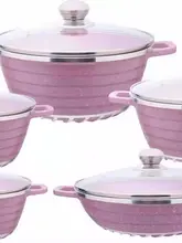 麦飯石アルミ鍋【圧縮鍋・多用途・十点セット対応】（セットアップ対応）