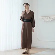 高級感あるシンプルデザインのルーズフィットロングワンピース【文芸復古スタイル・大きいサイズ】