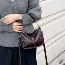 オイルワックス本革製 ワンショルダーバッグ【シンプルなデザイン・使い勝手の良いソフトレザー】