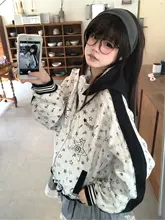 アメリカンスタイル 星柄 フード付きカジュアルパーカー【短丈・女性用・ゆったり】