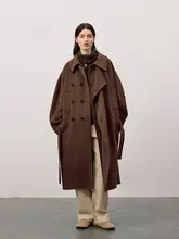 極上の柔らかさのカシミヤウールバスローブコート【女性用・ダブルフェイス・中長丈・シルエット重視】