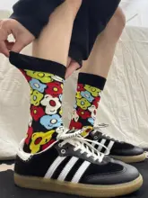 レトロな美学！フランス風オイルペインティングとスポーツシューズの組み合わせ【どんな靴にも合うソックス】