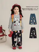 かわいいデザイン！女児用デニムパンツ【秋向け・暖かい・ゆったりストレート】