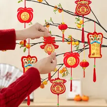 お祝い装飾グリーン植物の馬年ムードセットアップ装飾【新年桜の花ぶら下げ装飾】（セットアップ対応）