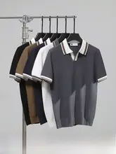 Vネックポロシャツ【男性用・リブ編み・色鮮やか・身体にフィット】