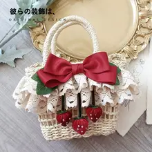 手作りデザイン！ストロベリーフラワーのロリタ風バック【春のお出かけ・かごバッグ】