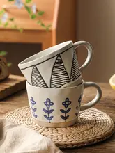 レトロデザインのマグカップ【アメリカンスタイル・手作り・陶器製】