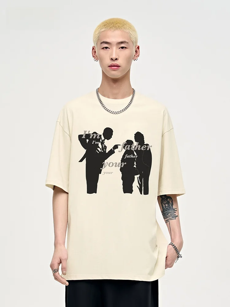 ユニークキャラクター プリント メンズ半袖Tシャツ：ストリートアートのインスピレーションを日常に