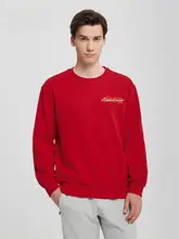 秋冬用 メンズボア入りクルーネック長袖スウェットシャツ【ゆったりシルエット・スポーツウェア】