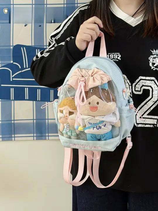 可愛いデザイン！透明なバックパック【二次元少女風・斜め掛け可能】