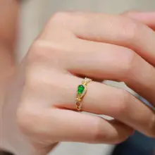 老坑玉髓リング【女性用・アイスコットン・ヒョウタンデザイン・S925シルバー・ダイヤモンド装飾】