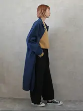 日系デザイン ゆったりシルエットのデニム風コート【春秋用・女性用】