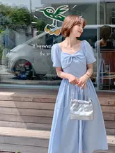 水彩柄 サマーウエストリボンキャミソールドレス【フランス風・フリル付き】