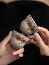 中華風 陶製茶杯【哥窑スタイル・功夫茶具用】
