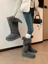 厚底防滑グレー長靴【内部に保温ボア・雪地用・冬用】
