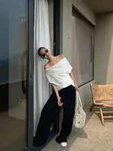 夏用 リネン製 ゆったりしたワイドパンツ【高級感・快適なカジュアルスタイル】（セットアップ対応）