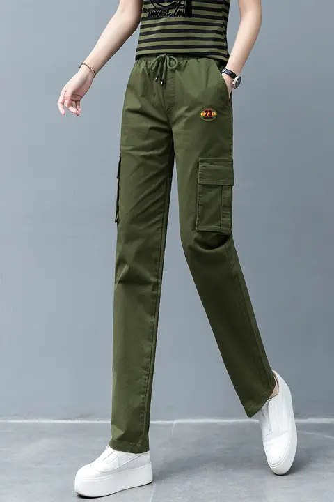 多ポケット工装パンツ【春秋用・ストレート・ハイウエスト・綿100%・アウトドア用】（セットアップ対応）