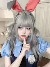 AG 人工ウィッグ 大波浪ロリータ風ロングヘア【シルバーグレー・フルカバー・かわいい前髪】