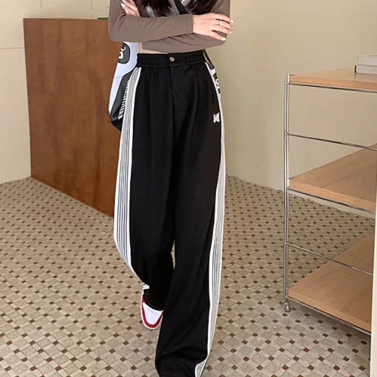 ハイウエストストライプワイドパンツ【女性用・フィット・カジュアル】