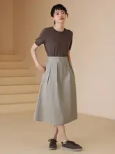 高腰シフォンフレアスカート【梨形シルエット・オフィス・通勤用】