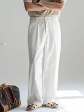 ビジネスカジュアル メンズパンツ【白色・快適なクール感・ウェストゴム】