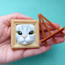 猫デザインのかわいいアートフレーム【三毛猫・置物】