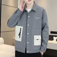 春秋用 メンズコットンジャケット【ニット袖・多ポケットデザイン・カーディガンタイプ】