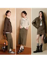 大きいサイズの高腰ワイドフレアスカート【デザインが選べる・着脱可能・春用】（セットアップ対応）