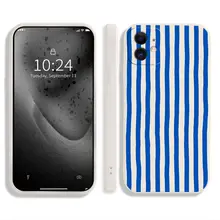 夏のブルーストライプの全包みマットスマホケース【Huawei・iPhone用・おしゃれなデザイン】