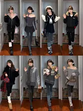 グレー加絨ストライプレギンス【細見え・保温・秋冬用・伸縮性】（セットアップ対応）