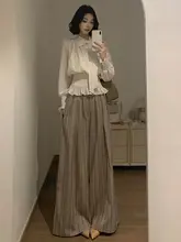 ストライプデザインのワイドパンツ【春用・高身長向け・クラシックスタイル】