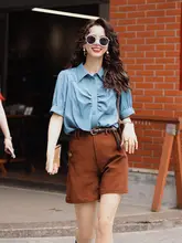 清涼感あふれる無地の短袖シャツ【ゆったりシルエット・デザイン性】