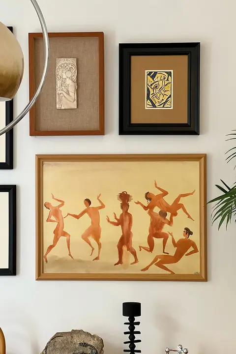 アンドレのワインの神の舞 中古風モダンアート装飾画【リビング・ダイニング用・木製】
