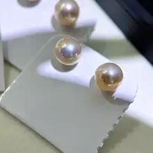 淡水パールイヤリング【オレンジ・シンプルデザイン・S925シルバー】