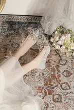 結婚式用 レディース 高級感のある白色のハイヒール【ストーン付き・快適設計・ドレス用】