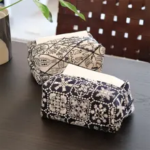 高級刺繍ティッシュボックス【中華風・コットンリネン・車載用・収納タイプ】