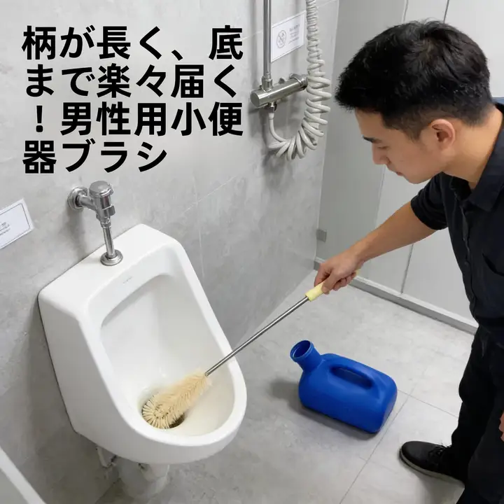 男性用 尿器ブラシ【ロングハンドル・家庭用・トイレ清掃用】