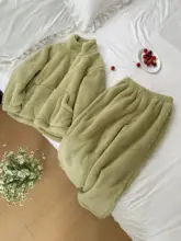 冬用 フリース 加厚 パジャマ【女性用・暖かい・2ピース・ルームウエア・外出可能】（セットアップ対応）