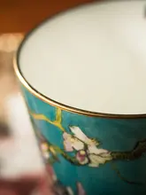 北欧デザインの陶器製マグカップ【骨瓷製・杏の花デザイン・家庭用・カフェにも最適】