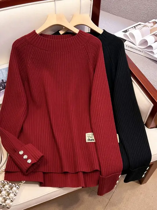 シンプルなデザインのハイネックニットセーター【秋冬用・女性用・極上の柔らかさ】（セットアップ対応）