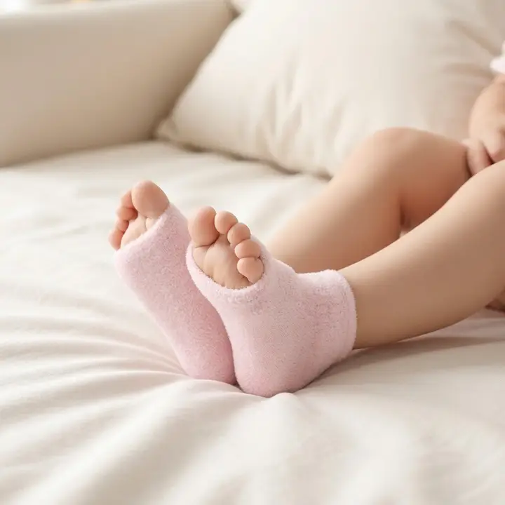 睡眠用 ソフトな短い靴下【珊瑚フリース・保温・シリコンかかと】