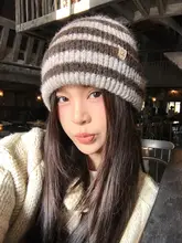 レトロストライプ ニット帽【冬用・保温・かわいいデザイン】