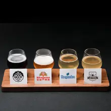 小容量のクラフトビール試飲グラス【ガラス製・ウィスキー用・カード型デザイン・トレイ付き】（セットアップ対応）