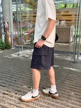 深青色 カジュアル ポケット付き ワークショートパンツ【ゆったりシンプルデザイン・夏用】