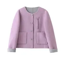 軽やかで上品なショートウールコート【ダブルフェイス・女性用・秋冬向け】